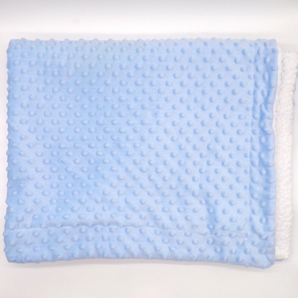 Crevent Blue White Plush Baby Blanket Boy Bumpy Dot Blankie 32 x 40 Security